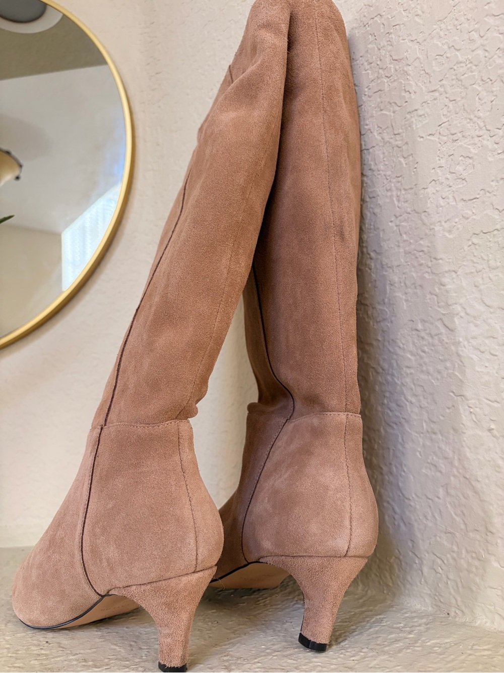Ann Taylor Over-the-Knee Suede Boots in Nude - Picture 3 of 7
